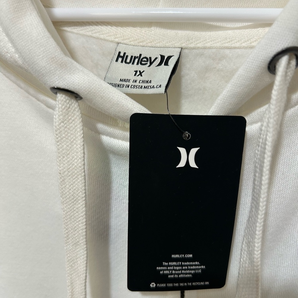 Hurley White Ivory Women’s Zip Up Hoodie Hawaiian Print Size 1X New NWT $70 - Picture 3 of 8